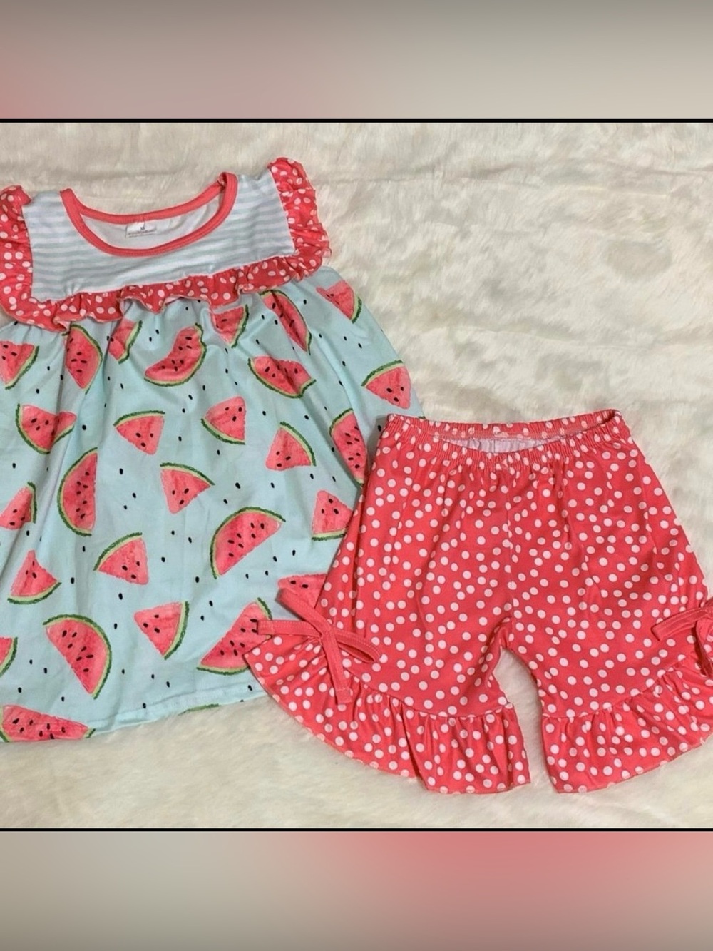 NEW Toddler Girl's Boutique Watermelon Summer 2PC Short Set 12-18 Months